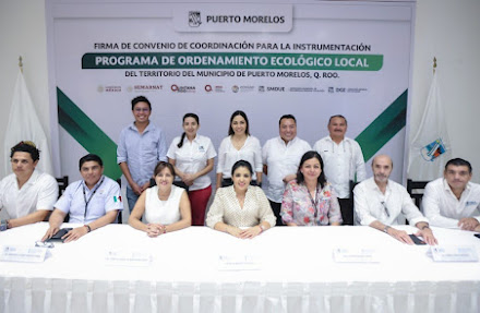 Firma Blanca Merari convenio con el estado y la federación para instrumentar el POEL de Puerto Morelos