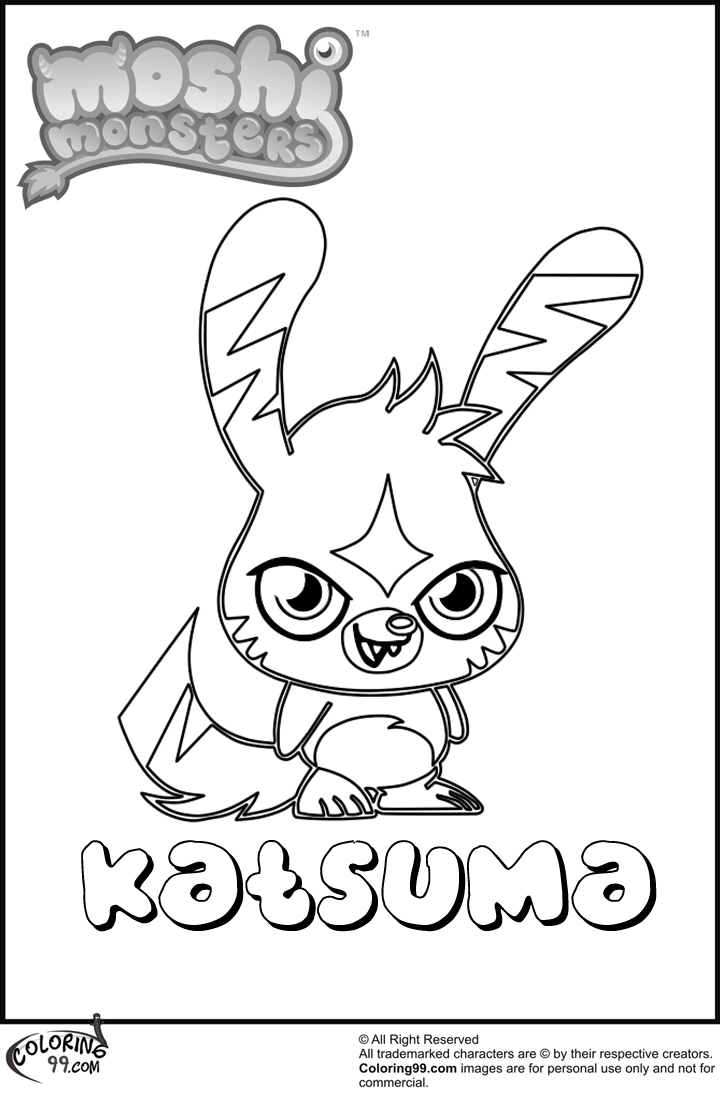 moshi monster katsuma coloring pages