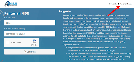 Cara mencari NISN Siswa, ibu dan bapak orang tua mungkin pernah disuruh mengisi data anak dan orang tua oleh sekolah, baik itu untuk data kebutuhan sekolah atau mendaftarkan anak sekolah.  Salah satu data yang sering membuat bingung dan kelimpungan orang tua adalah NIS dan NISN (nomor Induk Siswa Nasional).  Baik NIS maupun NISN bisa kita lihat di halaman pertama Data Pribadi raport putra putrinya, yang sering menjadi masalah, raport kan tidak dipegang orang tua tapi disimpan disekolah.  NIS adalah nomor yang dikeluarkan oleh sekolah berupa nomor tahun ajaran ketika anak kita masuk ke sekolah tersebut dan nomor urut dibelakangnya misalnya jika anak tersebut masuk ketika tahun ajaran 2020-2021 biasanya diawali dengan 2021..... plus 3 atau 4 angka urutan dari sekolah.