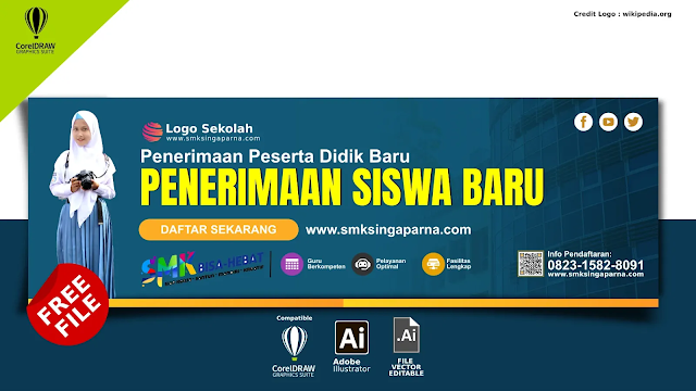 Free Download : Contoh Spanduk PPDB Penerimaan Siswa Baru SMK Comp Coreldraw