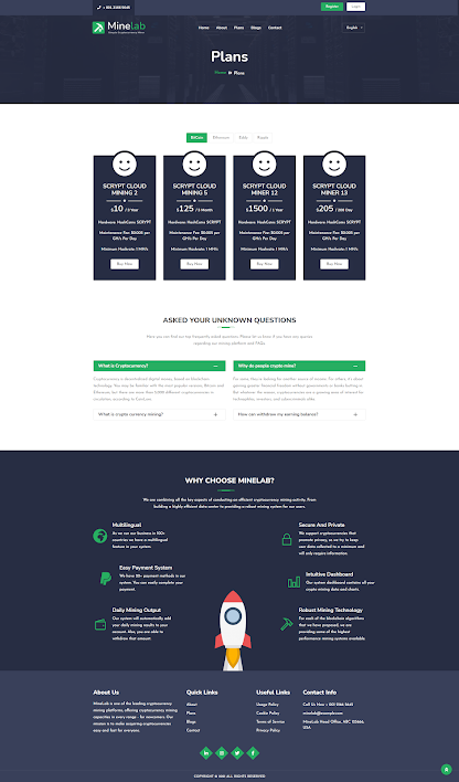 MineLab - plataforma de mineração de criptografia em nuvem