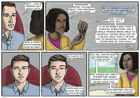 Panels from ‘The Dialogues,’ including a black female scientist. 