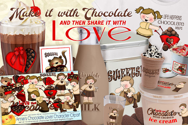 Annie Lang's Chocolate Lover Character clipart collection because Annie Things Possible with handcrafted Love!