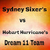 Hobart Hurricane's vs Sydney Sixer's Dream11 team