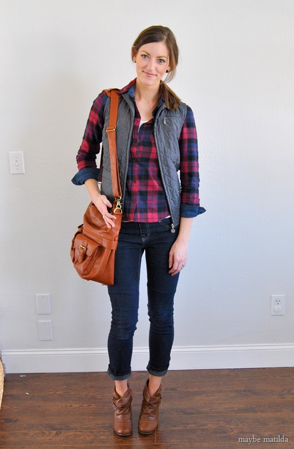 plaid + vest + skinnies // www.maybematilda.com