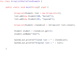 ArrayList clone() – ArrayList deep copy and shallow copy