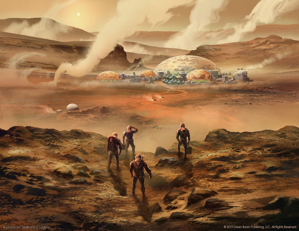 Astronauts returning to Mars colony by Ferdinand Ladera - illustration for The Expanse RPG