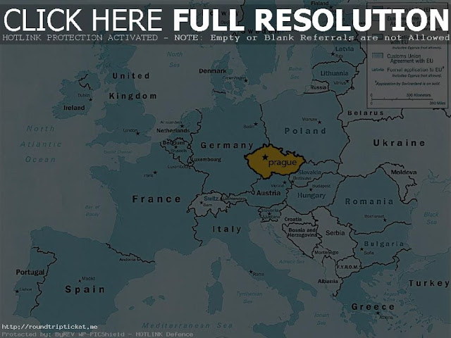 Prague On A Map Of Europe 