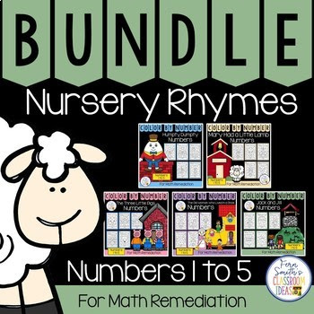 Color By Number Nursery Rhymes For Numbers 1 to 5 Color By Code Bundle #FernSmithsClassroomIdeas