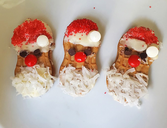 santa nutter butter cookies made into santa