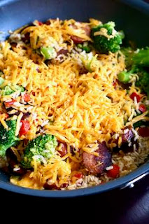 Cheesy Sausage, Broccoli and Rice Skillet: Savory Sweet and Satisfying