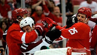 The Colorado Avalanche and Detroit Red Wings mix it up in the 2008 NHL Playoffs