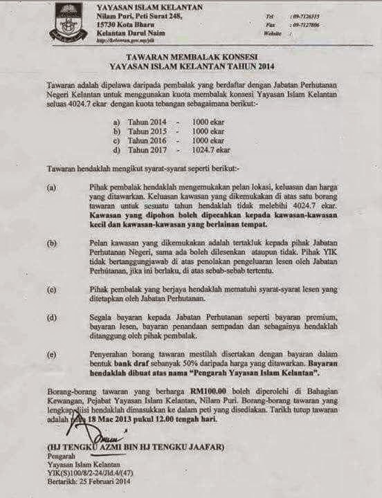 Surat Kepada Alamat Yik Kelantan