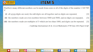 CIE past paper items, permutations, combinations, arrangements, selection of objects, digits, letter arrangements, team selections, passcode formation, identical objects, arrangement with conditions, ciemathsolutions, AS level maths, 9709, Probability and Statistics, past papers, paper 5, paper 6