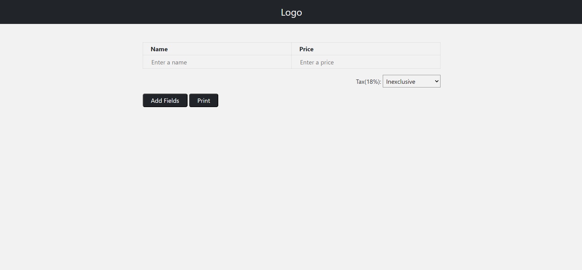 Auto calculate the sum of input values and add row on button click with javascript