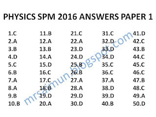 SPM Physics 2016 Paper 1 Answers - mr sai mun