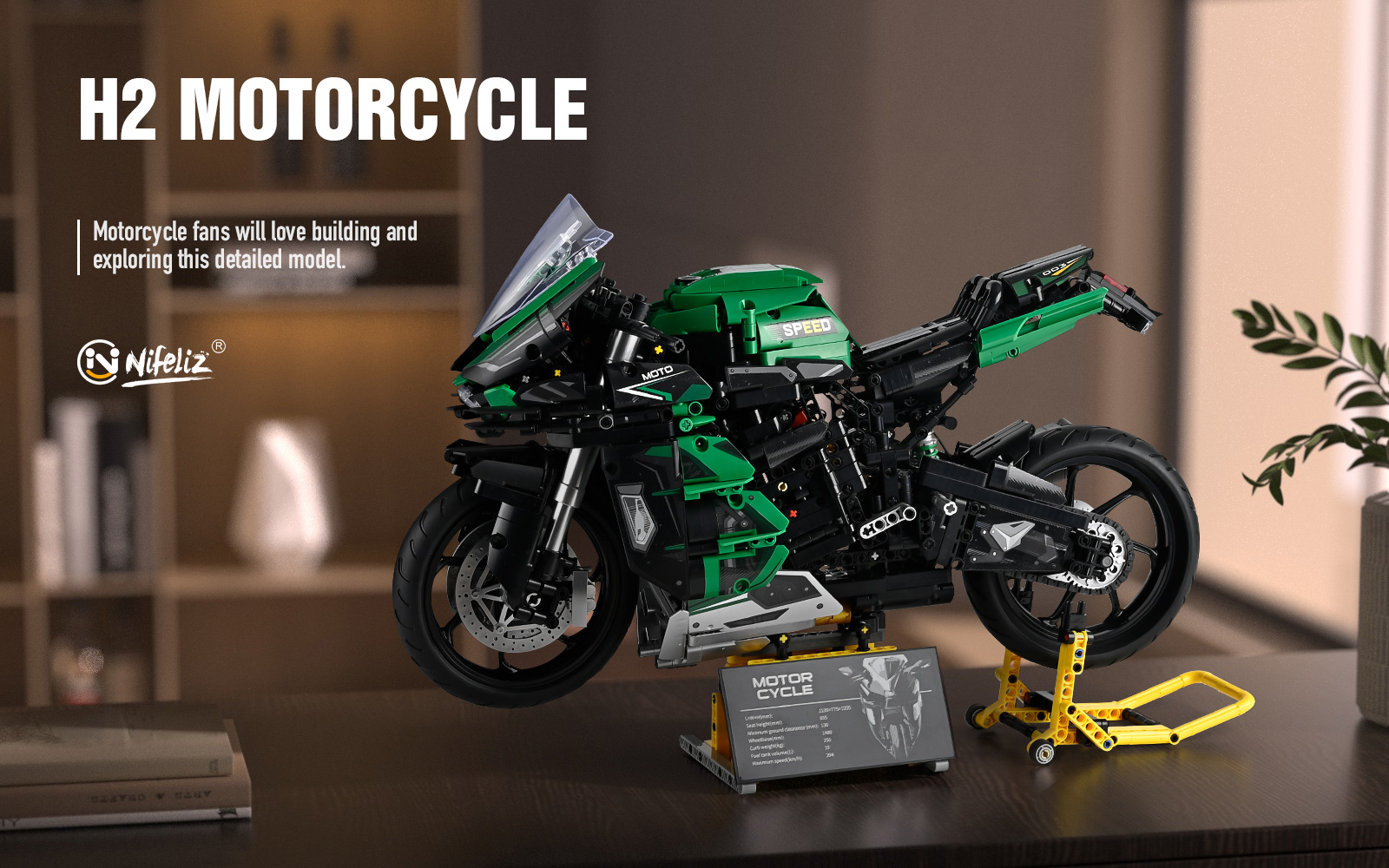 Nifeliz H2 Motorcycle Model Compatible With Lego