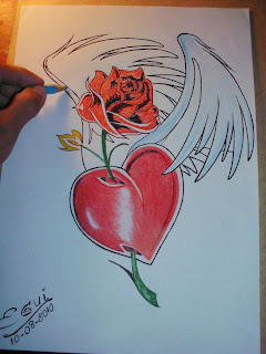 Corazones Con Alas Y Rosas | Graffiti Graffiti