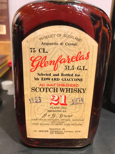 rare Glenfarclas 21 yo bottled 1974 for Mr Edward Giaccone