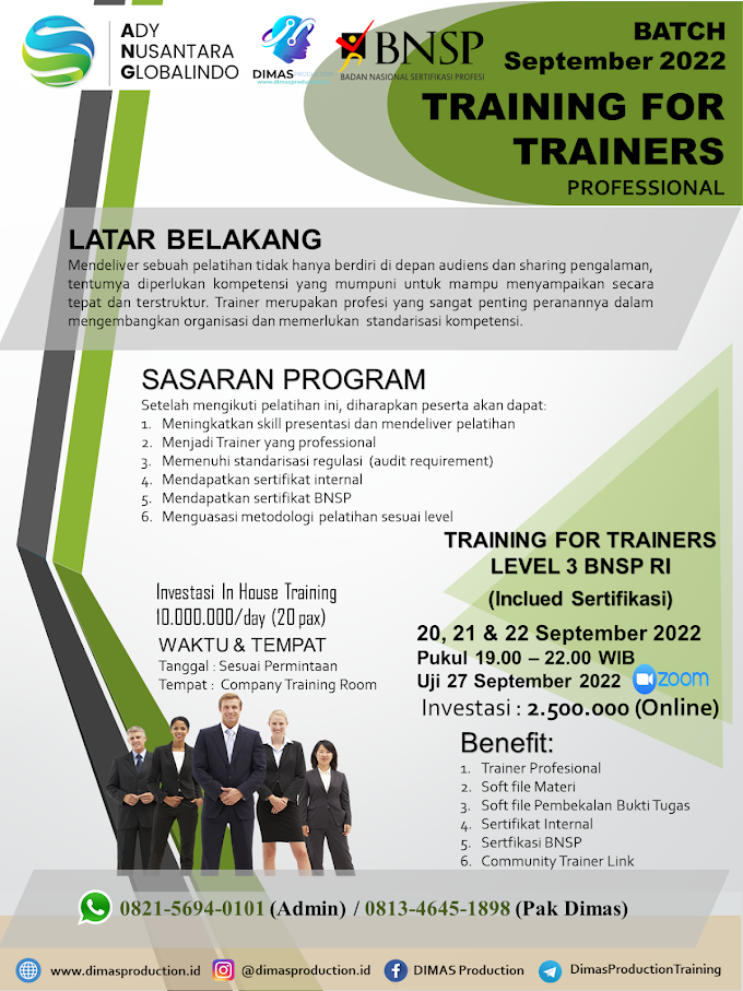 WA.0813-4645-1898 | ToT Level 3 BNSP RI 20 September 2022