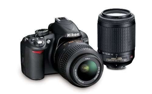 Nikon D3100 14.2MP Digital SLR Camera with 18-55mm VR, 55-200mm VR DX Zoom Lenses and 3-Inch LCD Screen (Black)