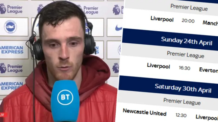 'It's out of our hands': Robertson admits Liverpool have a tougher run to the title than Man City