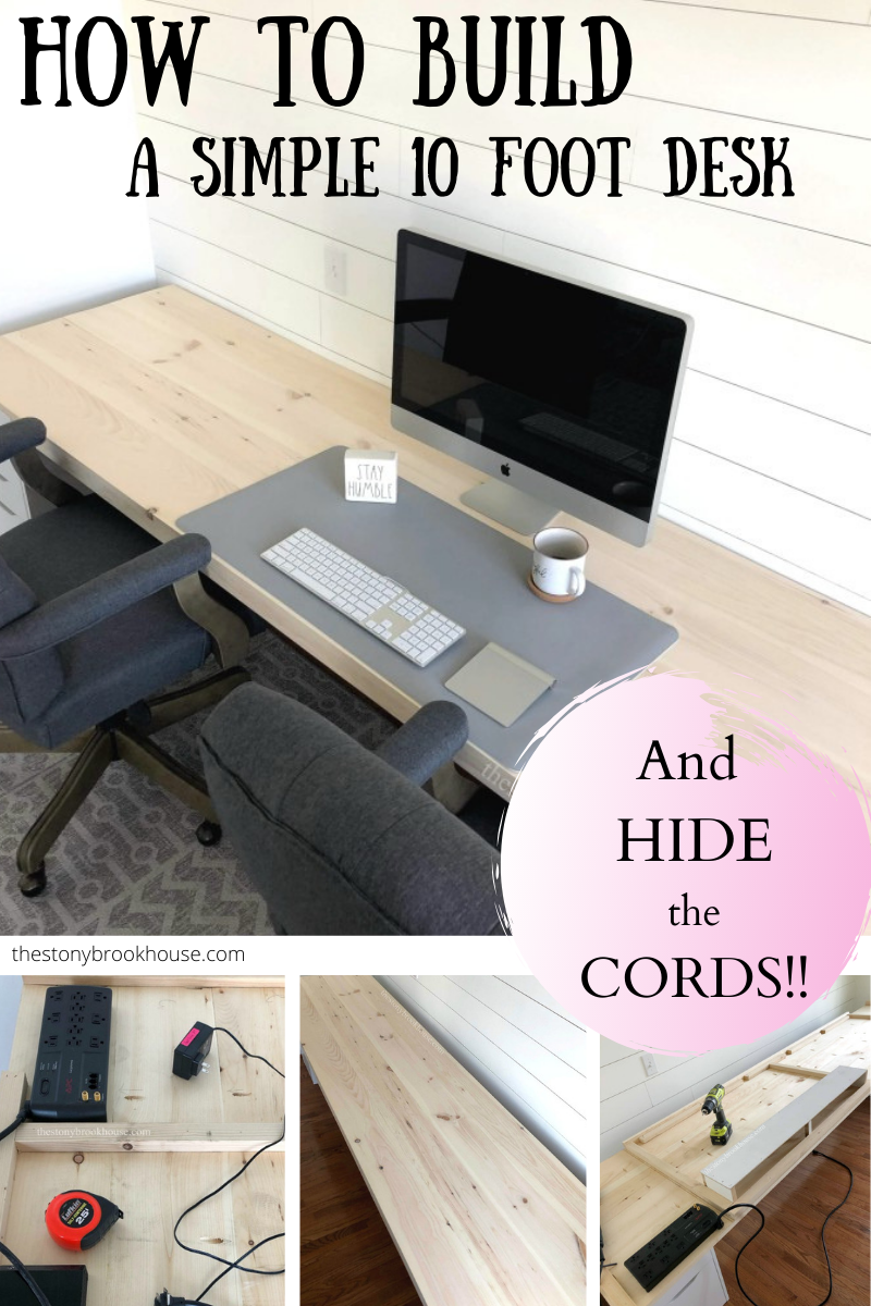 Building A Farmhouse Office Desk - Plus How To Hide Cords!
