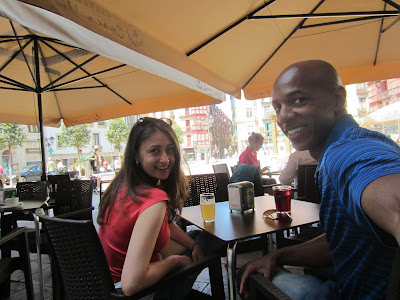 Enjoying a drink in the casco viejo (Old Town)