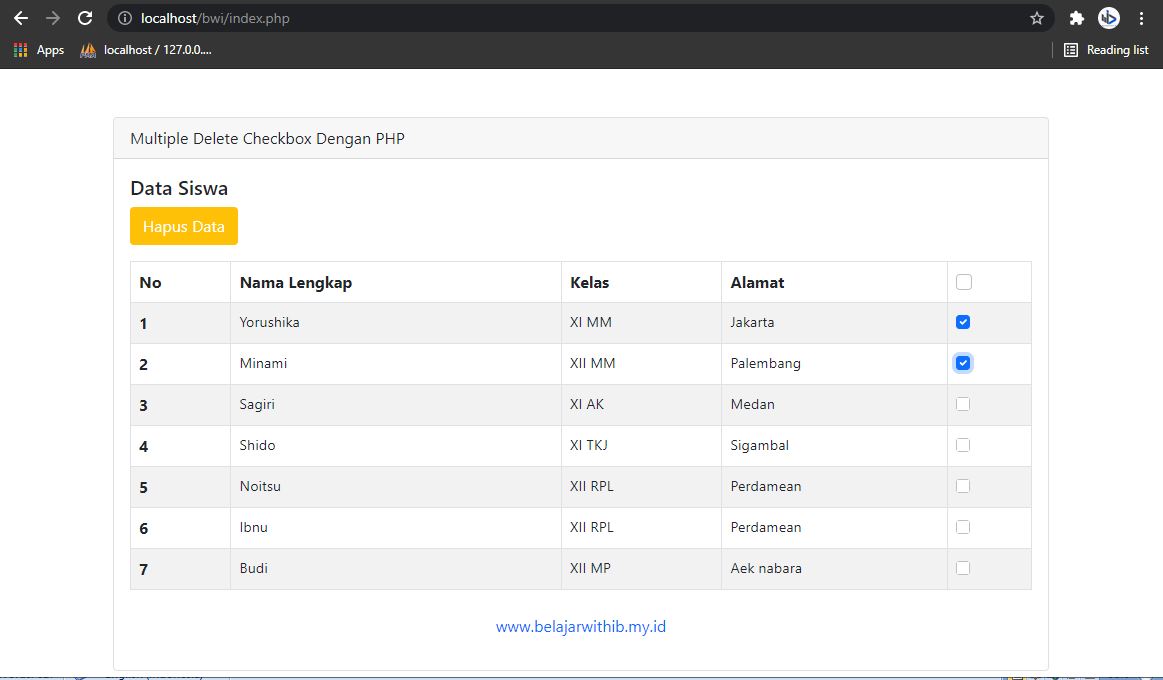 Multiple Delete Checkbox Dengan PHP