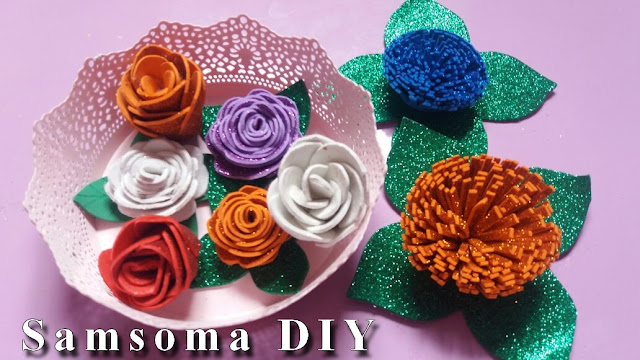 صنع ورد بالفوم . اعمال يدوية  .عمل وردة مجسمة بالفوم . DIY foam rose tutorial  . DIY  How to Make a Foam Rose . . عمل وردة من الفوم  . Foam Rose - DIY .. كيف تصنع وردة من الفوم . 