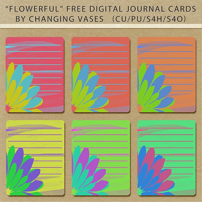 Flowerful Free Digital Journal Cards 