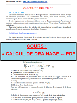 Téléchargez gratuitement notre cours de drainage au format PDF et apprenez les techniques de calcul.