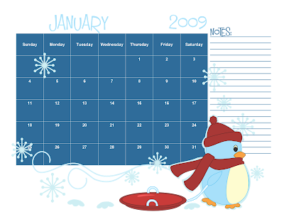 january calendar 2009. January 2009 planner pages