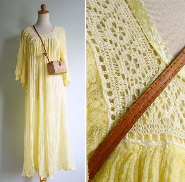 vintage boho mexican cotton gauze dress