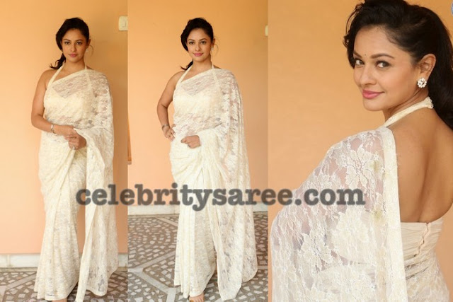 Pooja Kumar in Off White Brasso Saree