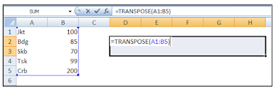 TRanspose function in excel