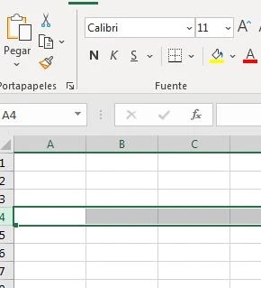 Seleccionar una fila en excel