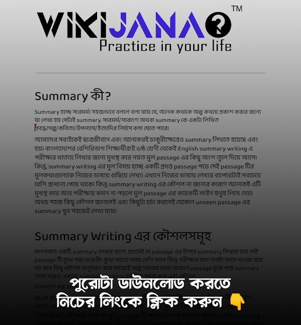 Summary লেখার নিয়ম pdf ডাউনলোড