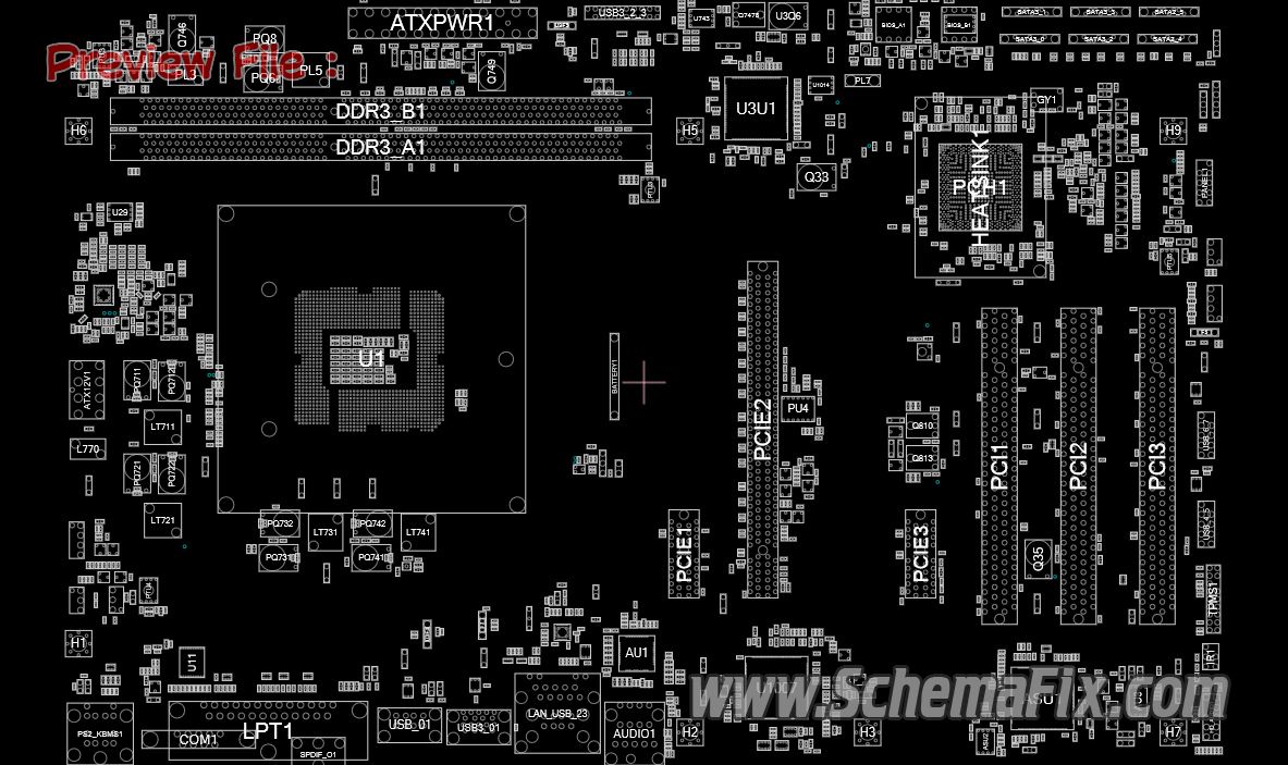 ASRock P85 PRO3 Rev 1.01 70 MXGQR0 A11 Schematic Boardview