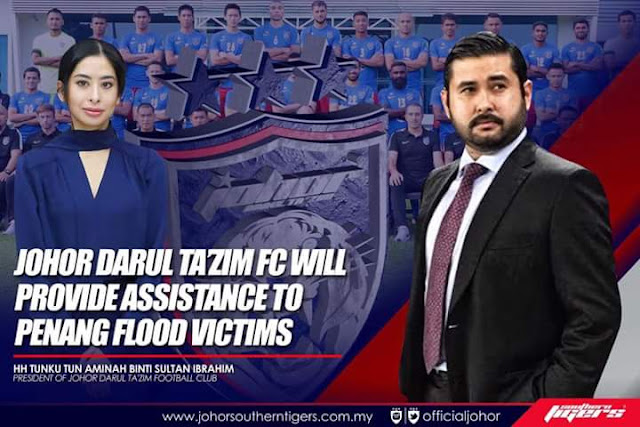 JDT Sumbang Wang Kemenangan Piala Malaysia Kepada Mangsa Banjir Pulau Pinang 