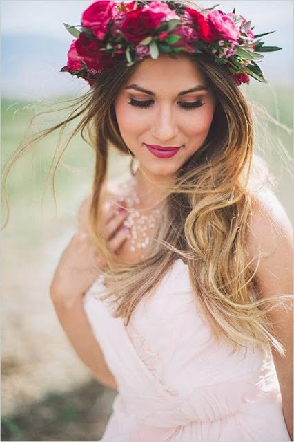 fresh flowers in hair wedding