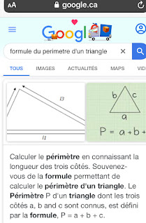 Formule du périmètre du triangle sur Google Recherche