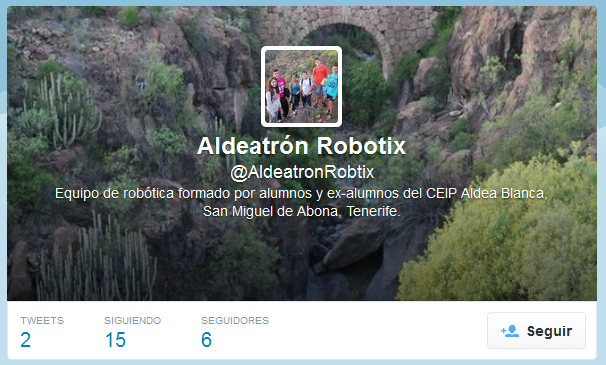 el equipo de la FLL ALDEATRON ROBOTIX tiene twitter