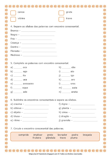 Atividades Assíncronas – Encontros Consonantais 4° e 5º ano