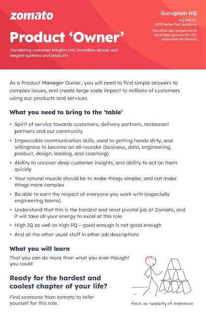 Image of zomato jobs for Product Owner location Gurugram HQ