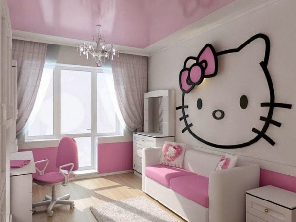  Desain kamar tidur anak perempuan hello kitty  