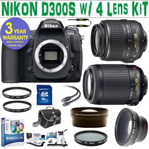 NIKON D300S (IMPORT) w/ NIKON 18-55 VR LENS + NIKON 55-200 VR LENS + 2X LENS + .45X SUPER WIDE ANGLE LENS + 16 GIG MEMORY CARD + 3 YEAR WORLD WIDE WARRANTY