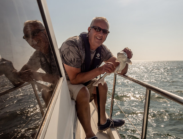 Photo of Phil with one of the smooth-hounds he caught on Saturday