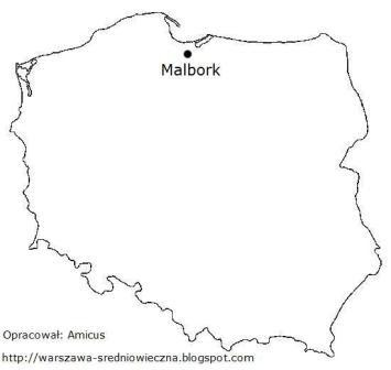 Mapa Polski z lokalizacją miejscowości Malbork