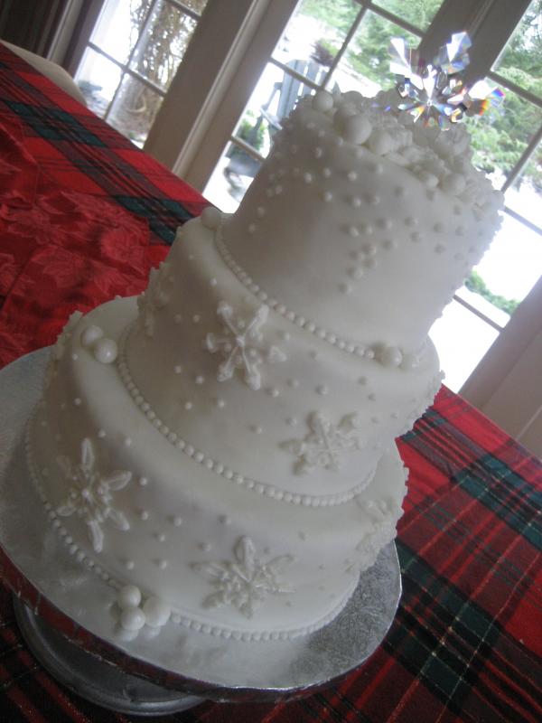 snowflake wedding day cake